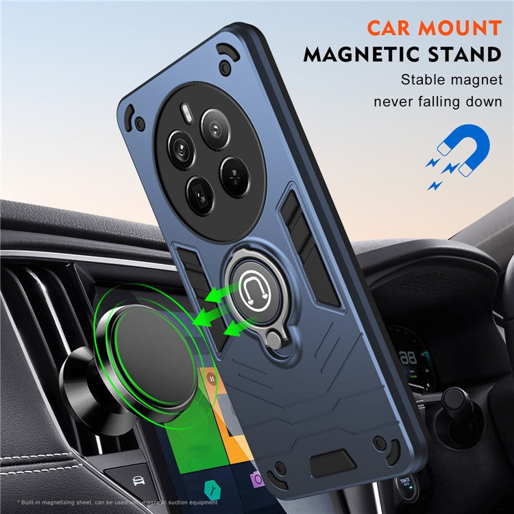 For Realme 12 Pro 5G / 12 Pro+ 5G Case PC+TPU Phone Cover with Ring Kickstand - Blue