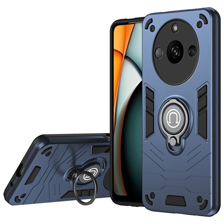 For Realme Narzo 60 5G Case PC+TPU Kickstand Phone Cover Support Magnetic Car Mount - Blue