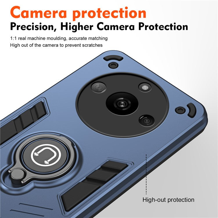 For Realme Narzo 60 5G Case PC+TPU Kickstand Phone Cover Support Magnetic Car Mount - Blue