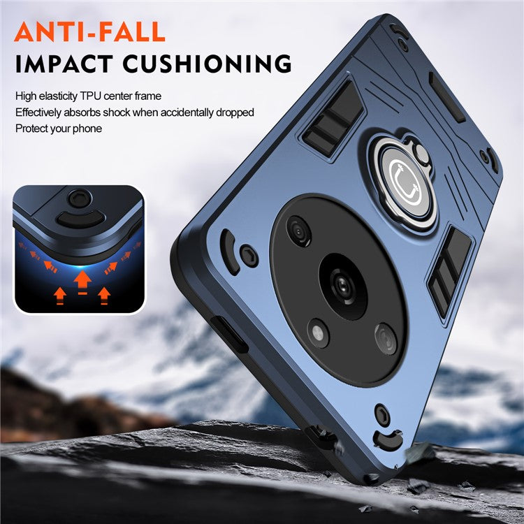 For Realme Narzo 60 5G Case PC+TPU Kickstand Phone Cover Support Magnetic Car Mount - Blue