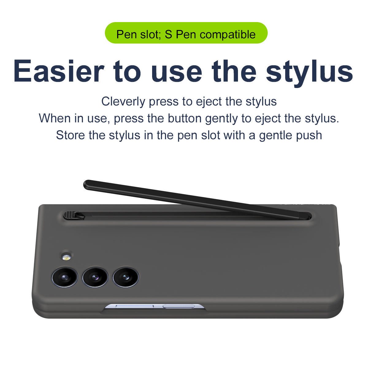 For Samsung Galaxy Z Fold6 5G Case PC Phone Cover with Stylus / Tempered Glass Film - Dark Grey+Black Stylus