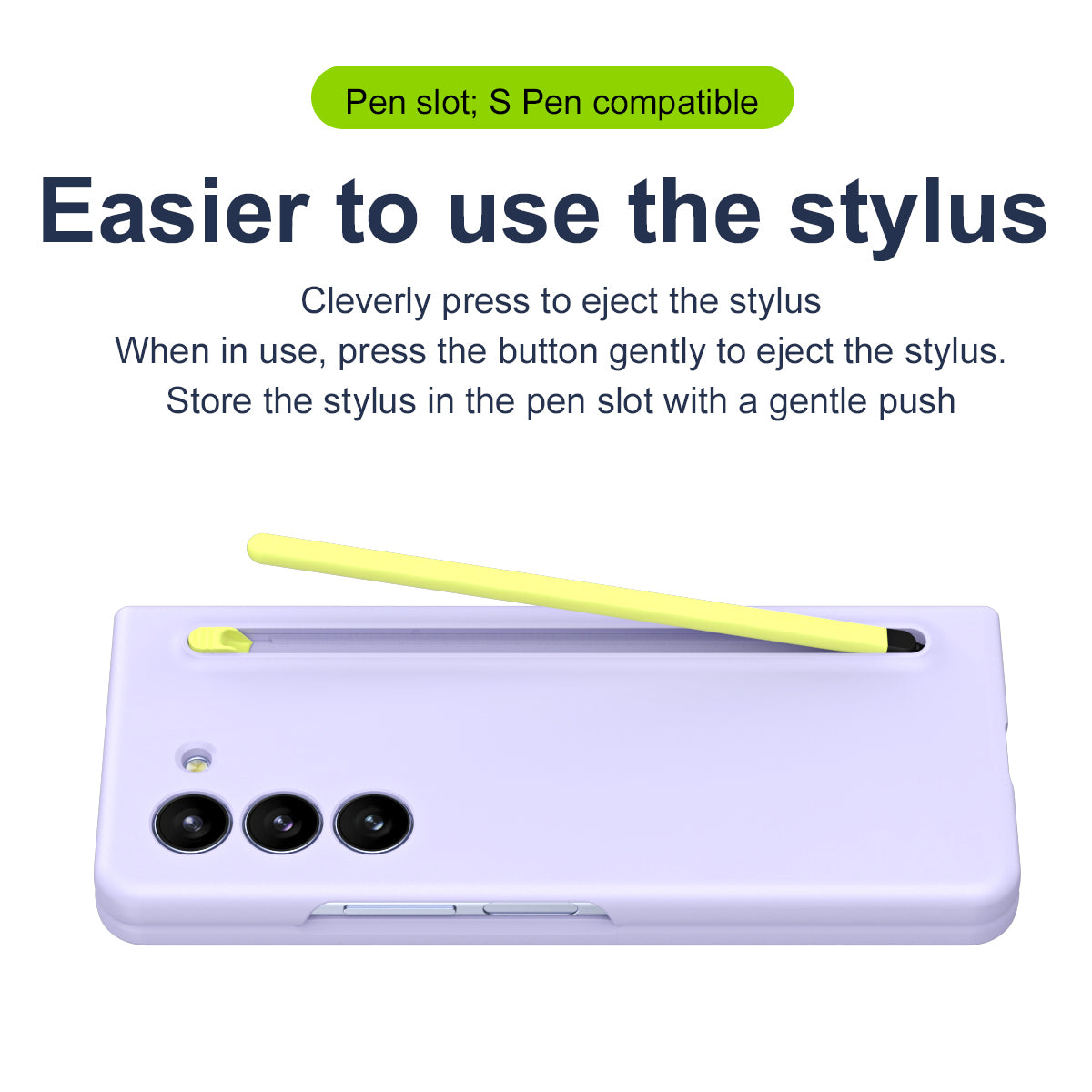 For Samsung Galaxy Z Fold6 5G Case PC Phone Cover with Stylus / Tempered Glass Film - Purple+Green Stylus
