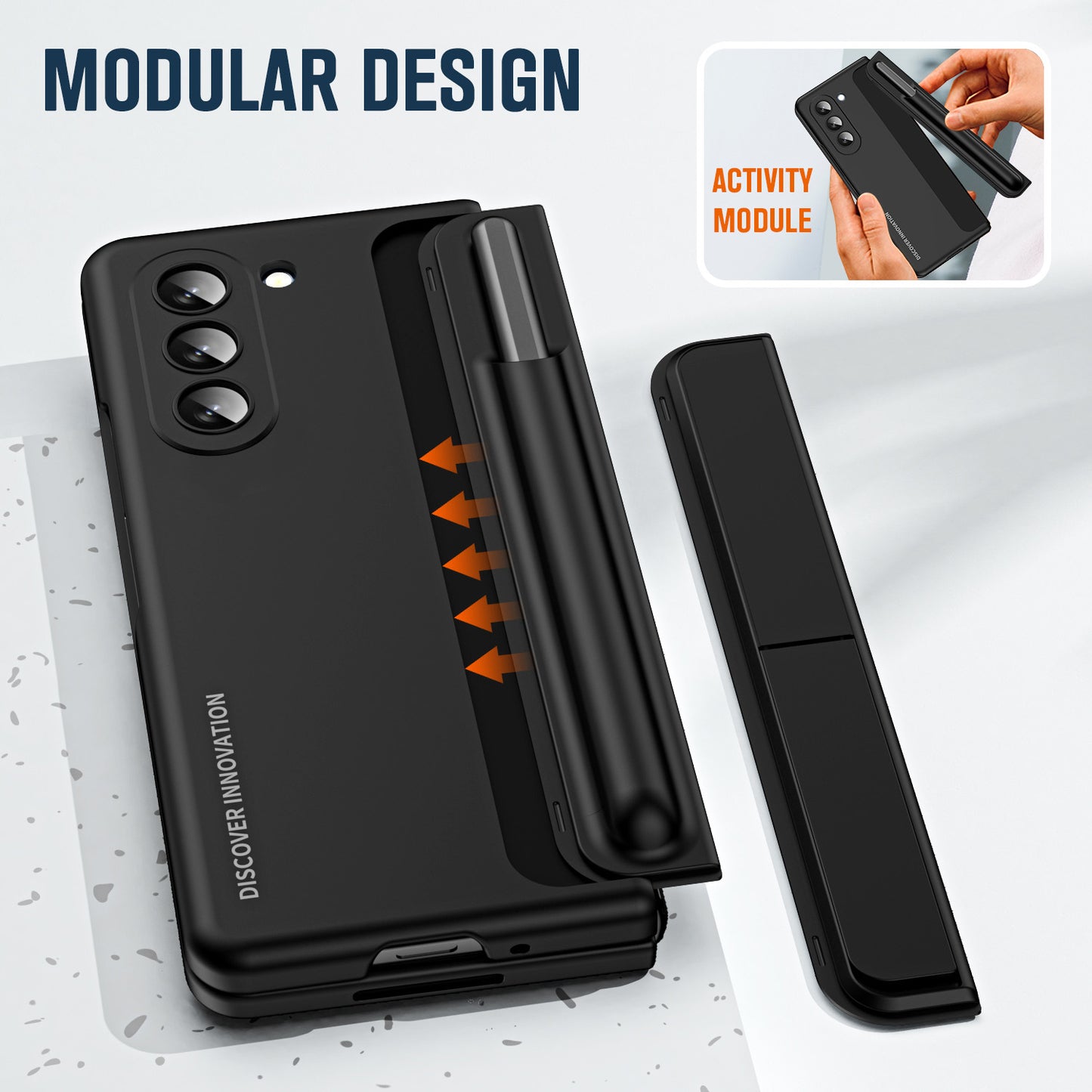 For Samsung Galaxy Z Fold6 5G Case Hidden Kickstand Hard PC Phone Cover with Screen Film / Stylus - Black