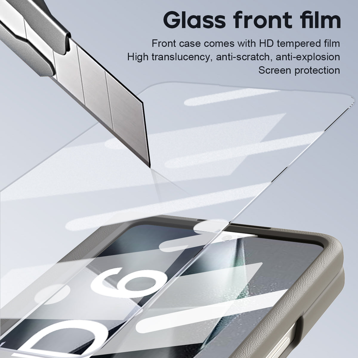 For Samsung Galaxy Z Fold6 5G Case Hinge Leather+PC Kickstand Phone Cover with Tempered Glass Film - Light Coffee
