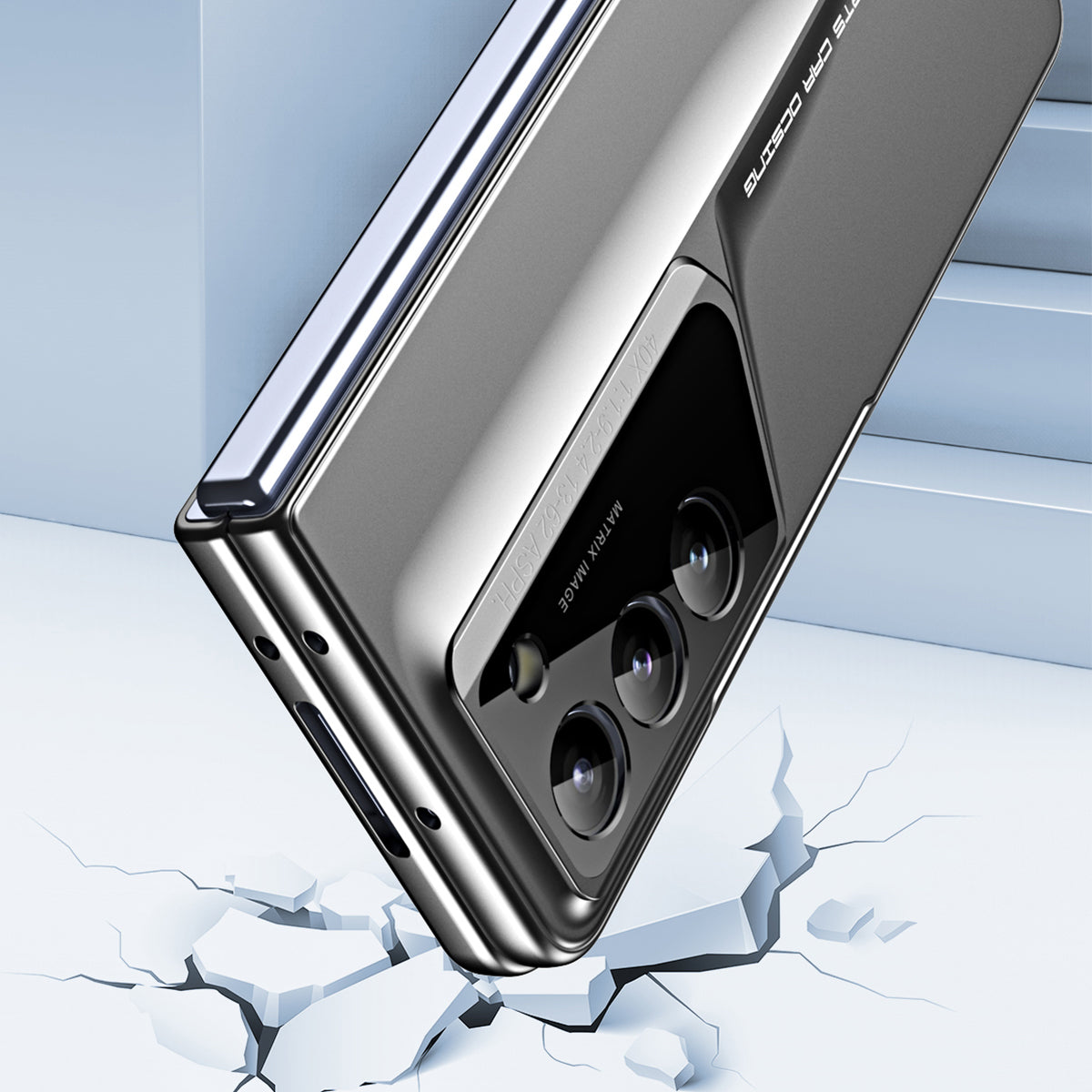 918 Series for Samsung Galaxy Z Fold6 5G Case PC Hard Phone Cover with Tempered Glass Film / Stylus - Black