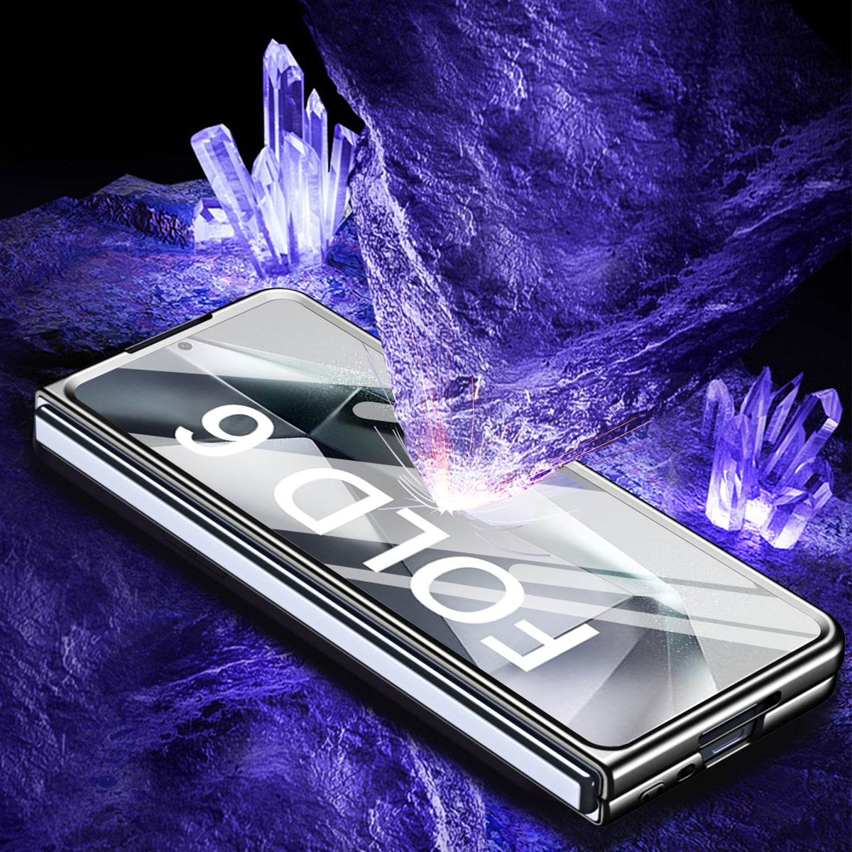 918 Series for Samsung Galaxy Z Fold6 5G Case PC Hard Phone Cover with Tempered Glass Film / Stylus - Tarnish