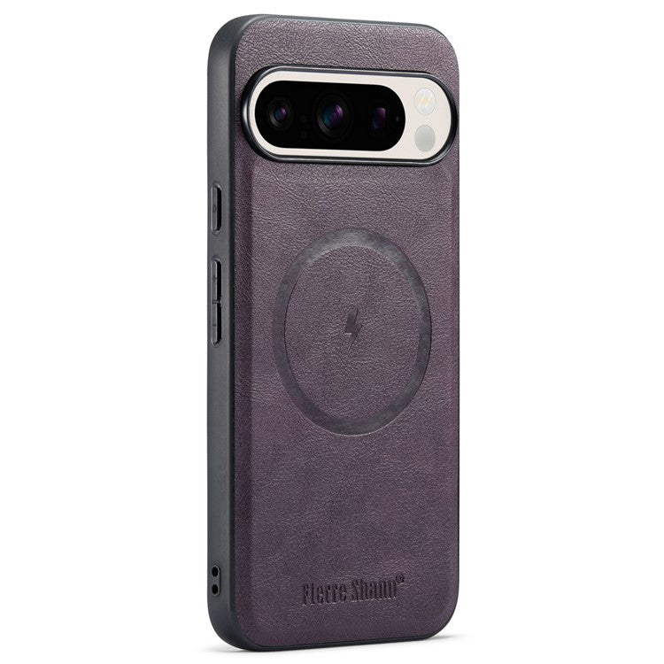 FIERRE SHANN 025 Style For Google Pixel 9 Pro / Pixel 9 Case Card Holder PU+TPU Kickstand Phone Cover - Purple