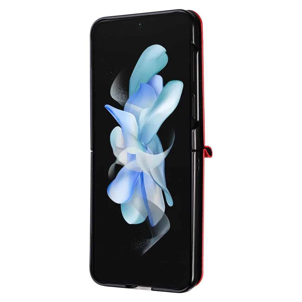 For Samsung Galaxy Z Flip7 FE 5G / Z Flip6 5G Case PU Leather + PC Phone Cover Rhombus Card Slot - Red