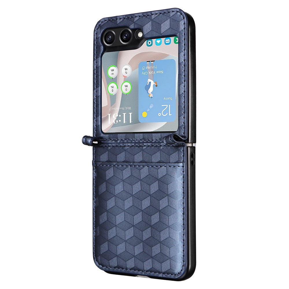 For Samsung Galaxy Z Flip7 FE 5G / Z Flip6 5G Case PU Leather + PC Phone Cover Rhombus Card Slot - Blue