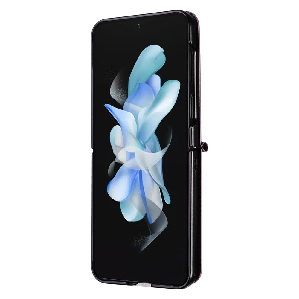 For Samsung Galaxy Z Flip7 FE 5G / Z Flip6 5G Case PU Leather + PC Phone Cover Rhombus Card Slot - Purple