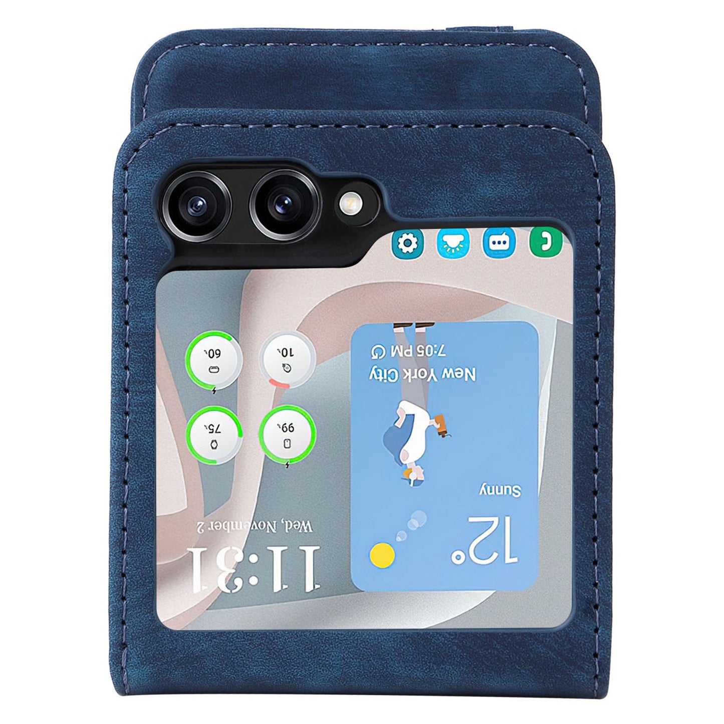 For Samsung Galaxy Z Flip6 5G Case PU Leather Card Slots Phone Cover Two-Piece Design - Blue