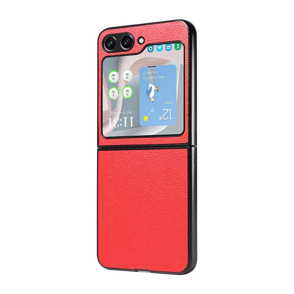 For Samsung Galaxy Z Flip7 FE 5G / Z Flip6 5G Case Litchi Texture Leather+Hard PC Phone Cover - Red