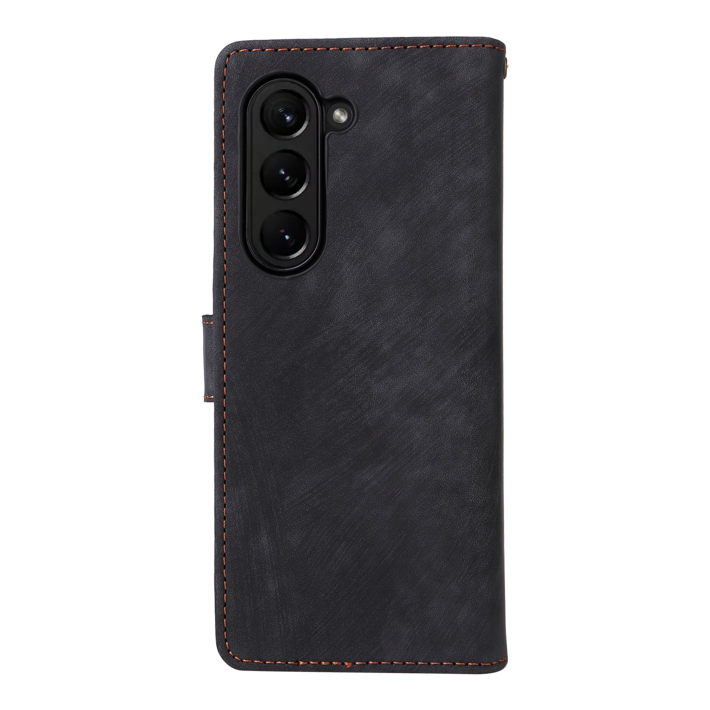 For Samsung Galaxy Z Fold6 5G Case RFID Blocking Leather Phone Cover Viewing Stand - Black