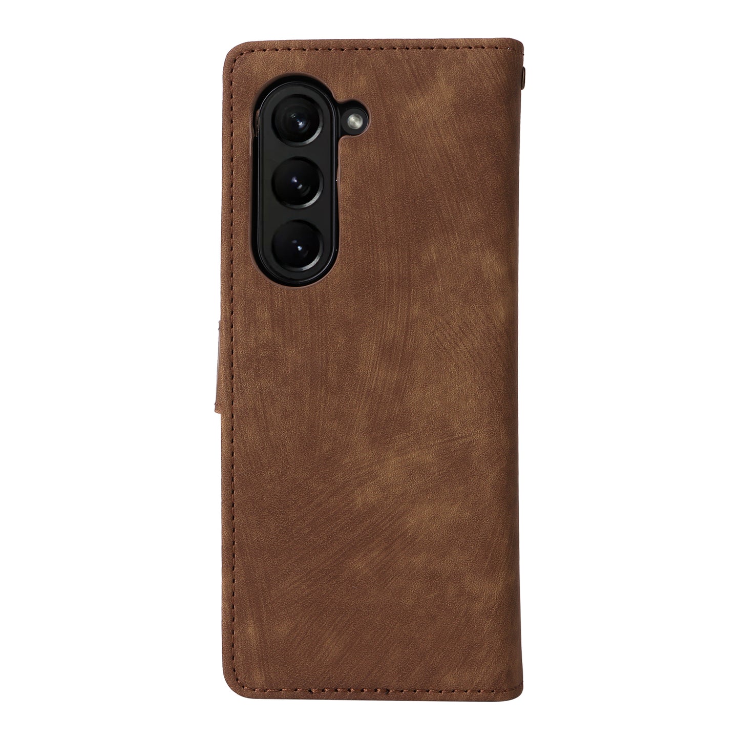 For Samsung Galaxy Z Fold6 5G Case RFID Blocking Leather Phone Cover Viewing Stand - Brown