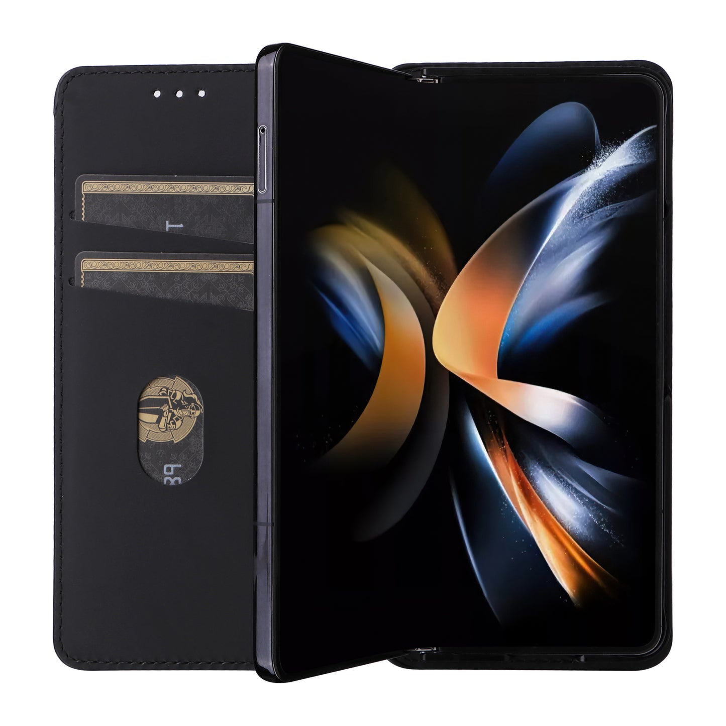 For Samsung Galaxy Z Fold6 5G Case Wallet PU Leather Phone Cover Rhombus Imprinted - Black