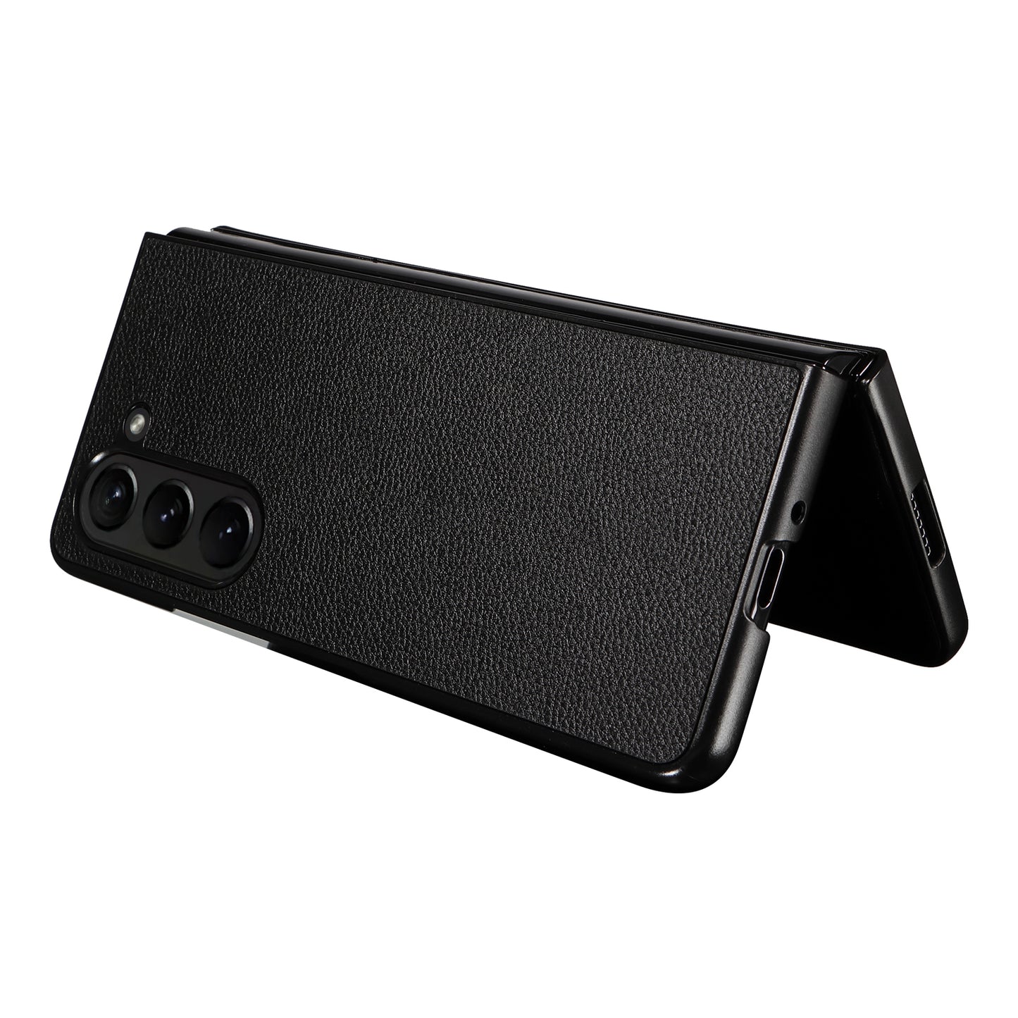 For Samsung Galaxy Z Fold6 5G Case Litchi Texture Leather Coated PC Phone Cover - Black