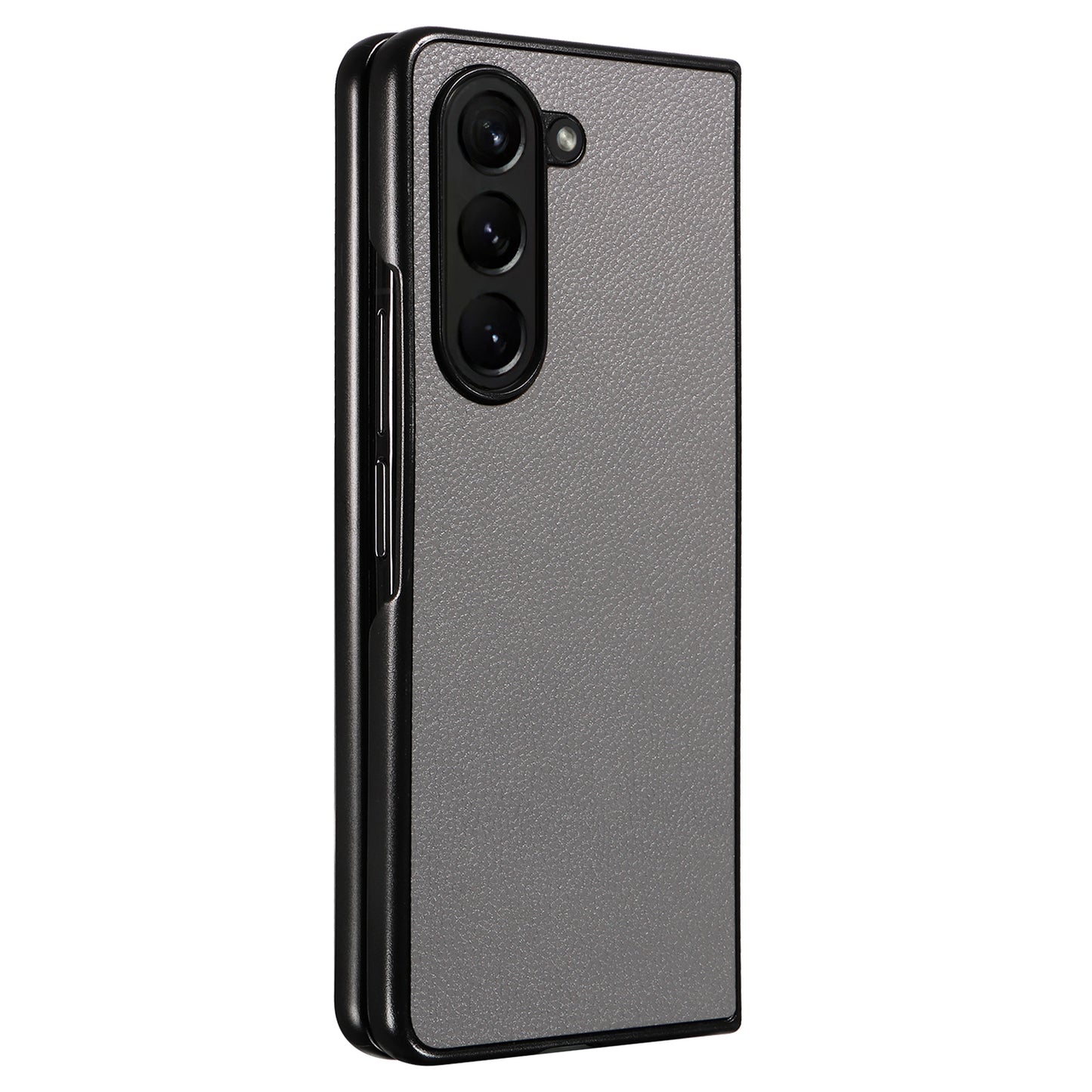 For Samsung Galaxy Z Fold6 5G Case Litchi Texture Leather Coated PC Phone Cover - Grey