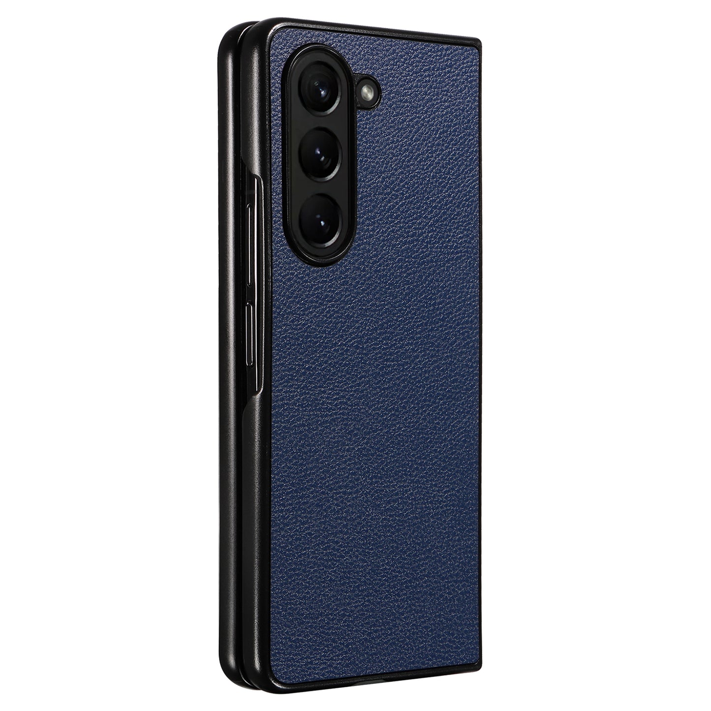 For Samsung Galaxy Z Fold6 5G Case Litchi Texture Leather Coated PC Phone Cover - Dark Blue