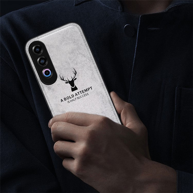 For OnePlus Ace 3V 5G Protective Case Deer Pattern Leather+PC+TPU Phone Cover - Grey