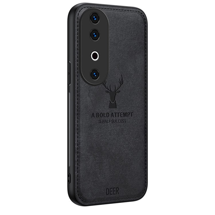 For vivo S19 5G Case Leather Cloth Texture Phone Back Cover Deer Pattern - Black