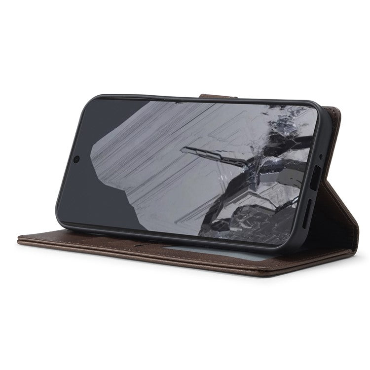 LC.IMEEKE For Google Pixel 9 Pro XL Case Calf Texture PU Leather Flip Phone Cover - Brown