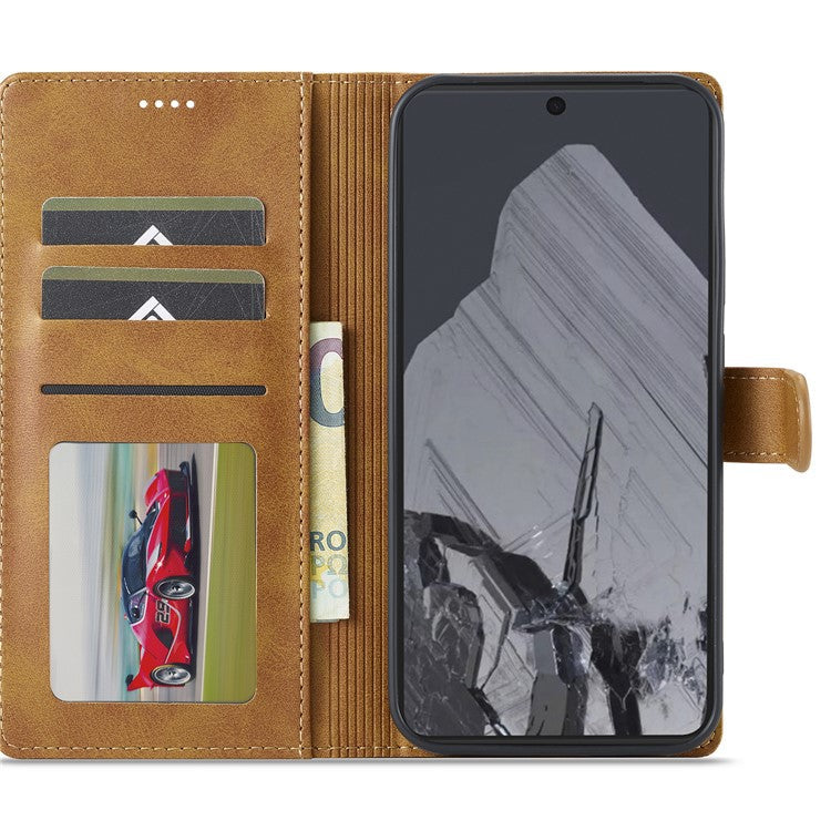 LC.IMEEKE For Google Pixel 9 Pro XL Case Calf Texture PU Leather Flip Phone Cover - Yellow