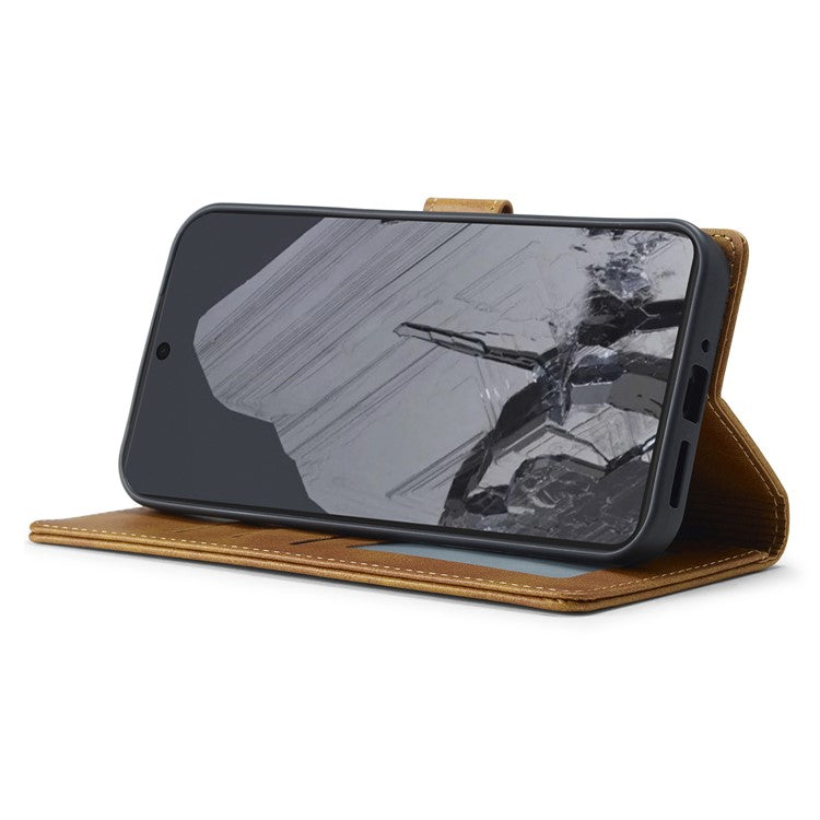 LC.IMEEKE For Google Pixel 9 Pro XL Case Calf Texture PU Leather Flip Phone Cover - Yellow