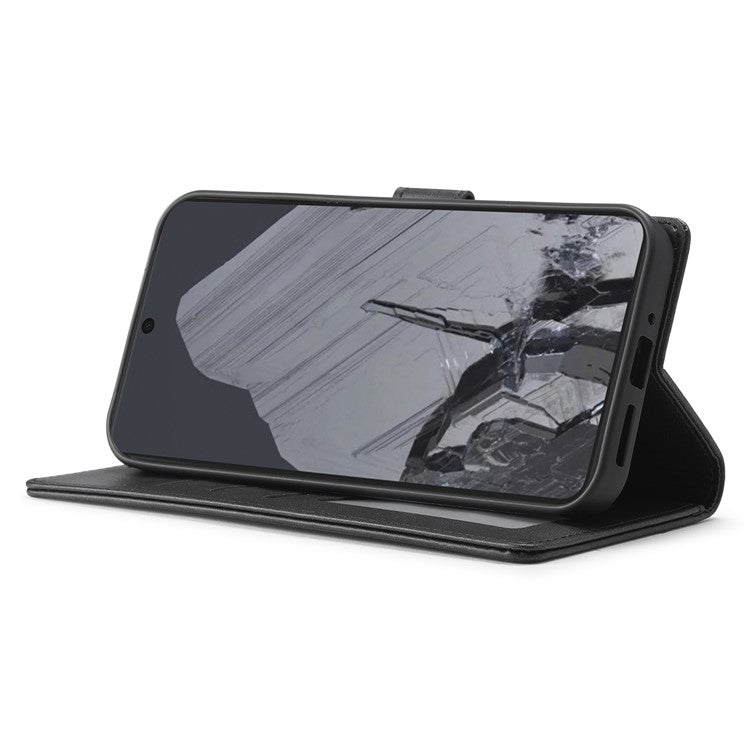 LC.IMEEKE For Google Pixel 9 Pro XL Case Calf Texture PU Leather Flip Phone Cover - Black