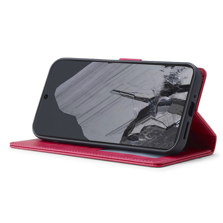 LC.IMEEKE For Google Pixel 9 Pro XL Case Calf Texture PU Leather Flip Phone Cover - Rose