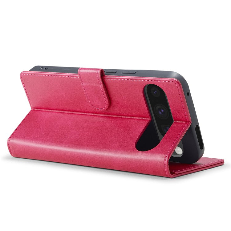 LC.IMEEKE For Google Pixel 9 / 9 Pro Case Magnetic Buckle Wallet Leather Phone Cover Calf Texture - Rose