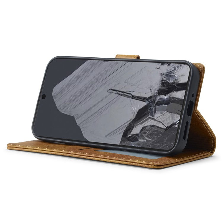 LC.IMEEKE For Google Pixel 9 Pro / Pixel 9 Case Shockproof Wallet PU Leather Phone Cover Calf Texture - Yellow