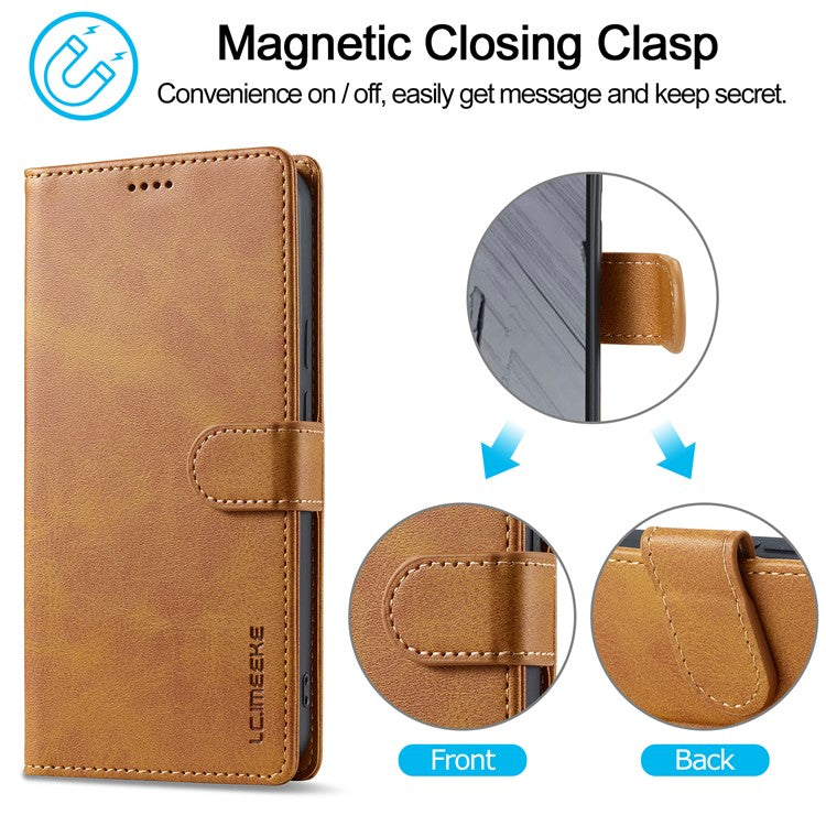 LC.IMEEKE For Google Pixel 9 Pro / Pixel 9 Case Shockproof Wallet PU Leather Phone Cover Calf Texture - Yellow