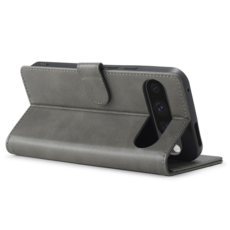LC.IMEEKE For Google Pixel 9 Pro / Pixel 9 Case Shockproof Wallet PU Leather Phone Cover Calf Texture - Grey