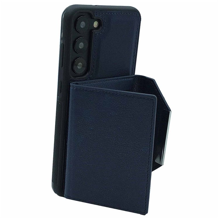For Samsung Galaxy S23 Case Detachable Leather Back Cover 4 Card Slots Bag - Sapphire