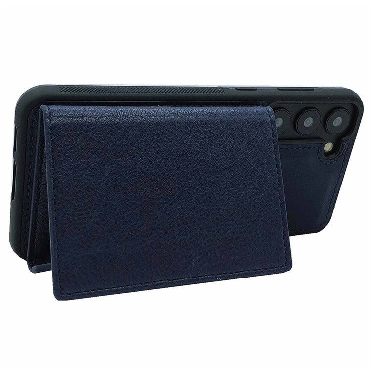 For Samsung Galaxy S23 Case Detachable Leather Back Cover 4 Card Slots Bag - Sapphire