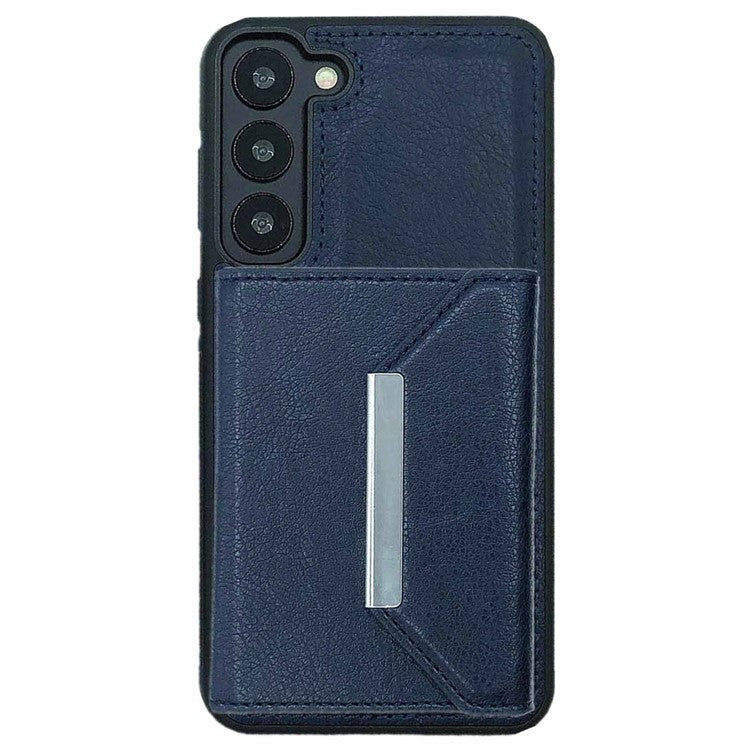 For Samsung Galaxy S23 Case Detachable Leather Back Cover 4 Card Slots Bag - Sapphire