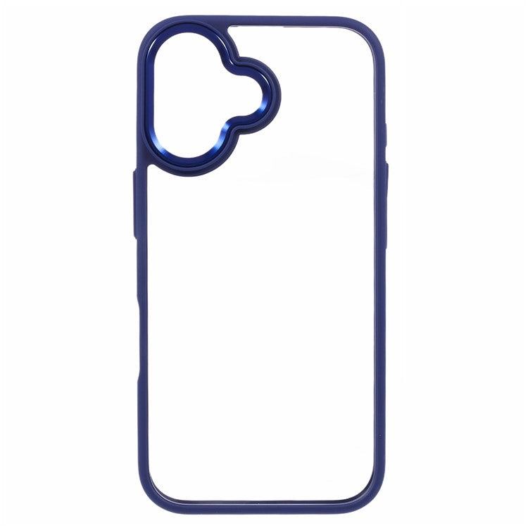 For iPhone 16 Plus Cell Phone Case Clear Back Drop Protection PC+TPU Cover - Blue
