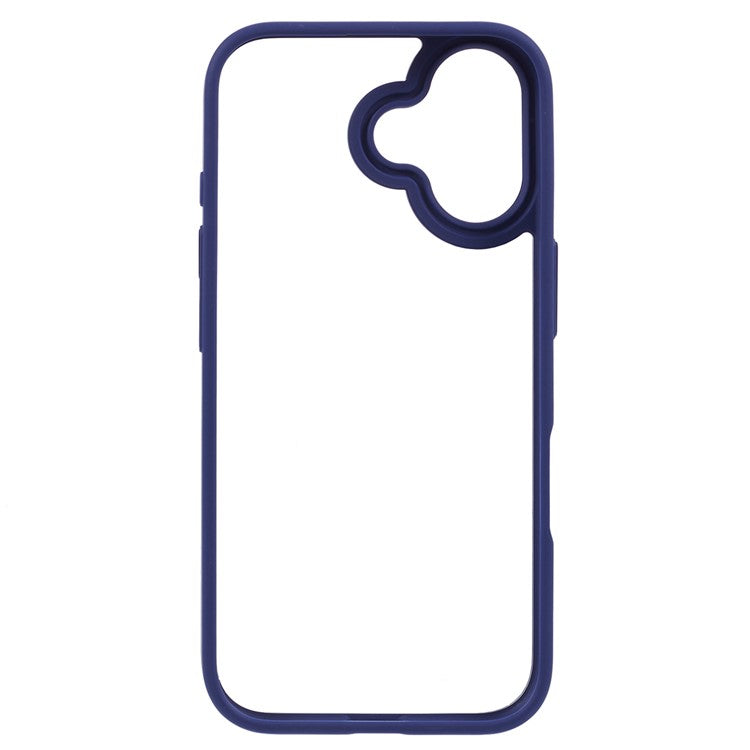 For iPhone 16 Plus Cell Phone Case Clear Back Drop Protection PC+TPU Cover - Blue