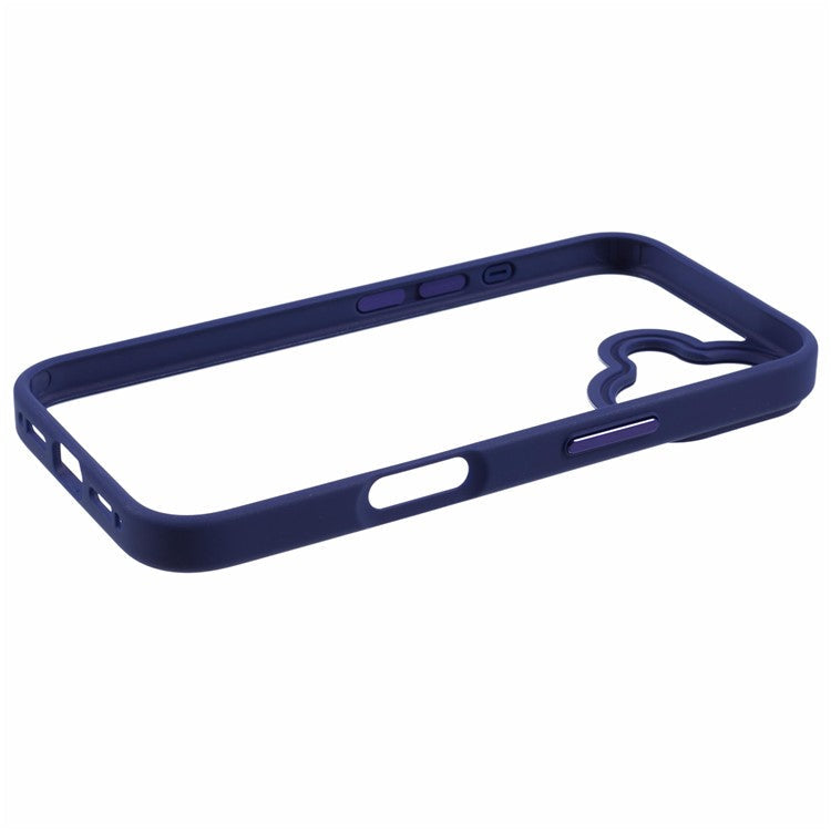 For iPhone 16 Plus Cell Phone Case Clear Back Drop Protection PC+TPU Cover - Blue