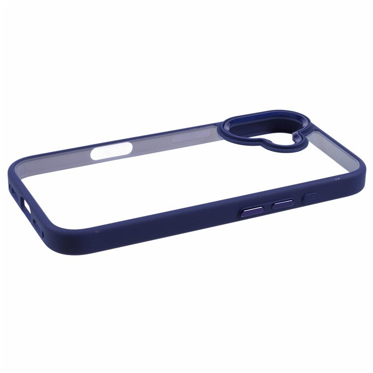 For iPhone 16 Plus Cell Phone Case Clear Back Drop Protection PC+TPU Cover - Blue