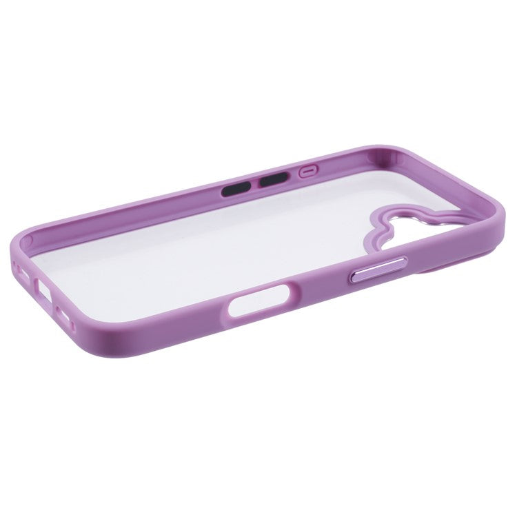 For iPhone 16 Plus Cell Phone Case Clear Back Drop Protection PC+TPU Cover - Purple