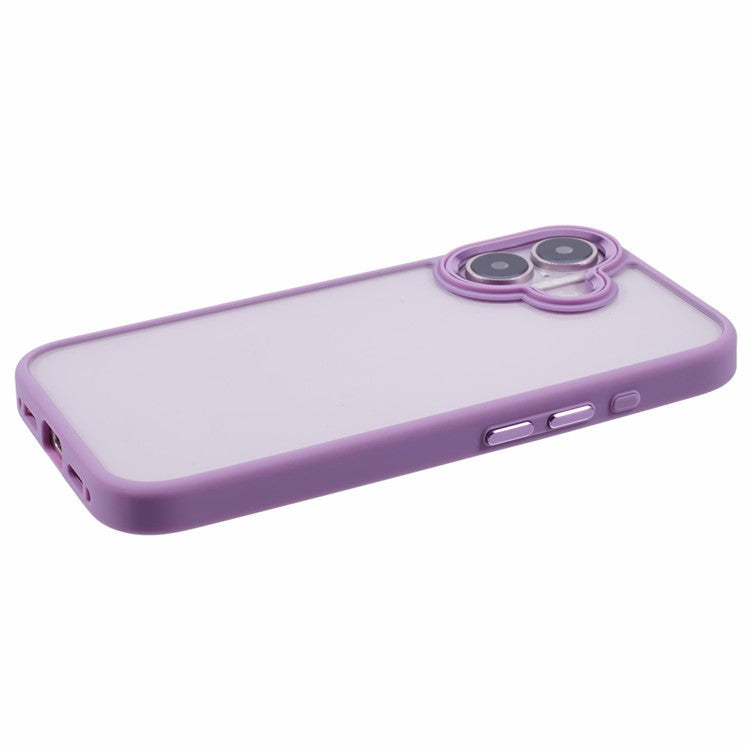 For iPhone 16 Plus Cell Phone Case Clear Back Drop Protection PC+TPU Cover - Purple
