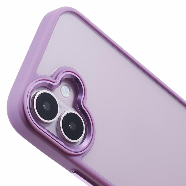 For iPhone 16 Plus Cell Phone Case Clear Back Drop Protection PC+TPU Cover - Purple