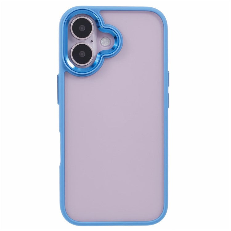 For iPhone 16 Plus Cell Phone Case Clear Back Drop Protection PC+TPU Cover - Sky Blue