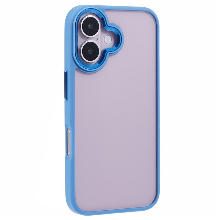 For iPhone 16 Plus Cell Phone Case Clear Back Drop Protection PC+TPU Cover - Sky Blue