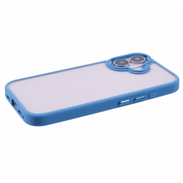 For iPhone 16 Plus Cell Phone Case Clear Back Drop Protection PC+TPU Cover - Sky Blue