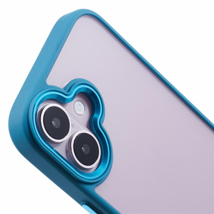 For iPhone 16 Plus Cell Phone Case Clear Back Drop Protection PC+TPU Cover - Lake Blue