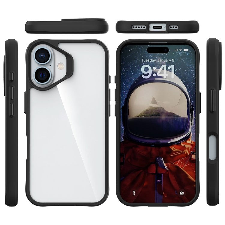 Combat X Mode Series for iPhone 16 Plus Case Hybrid Hard PC Soft TPU Shockproof Phone Cover - Black