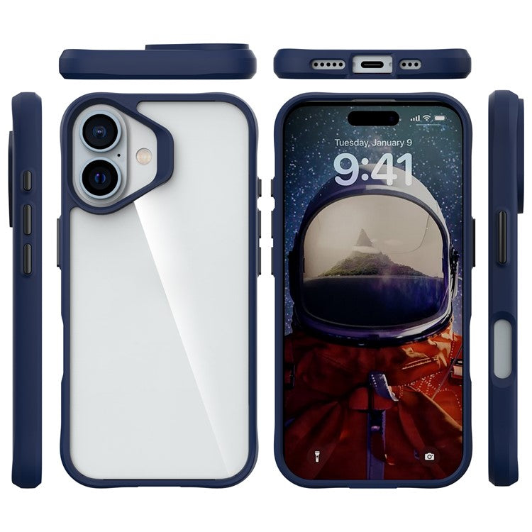 Combat X Mode Series for iPhone 16 Plus Case Hybrid Hard PC Soft TPU Shockproof Phone Cover - Blue