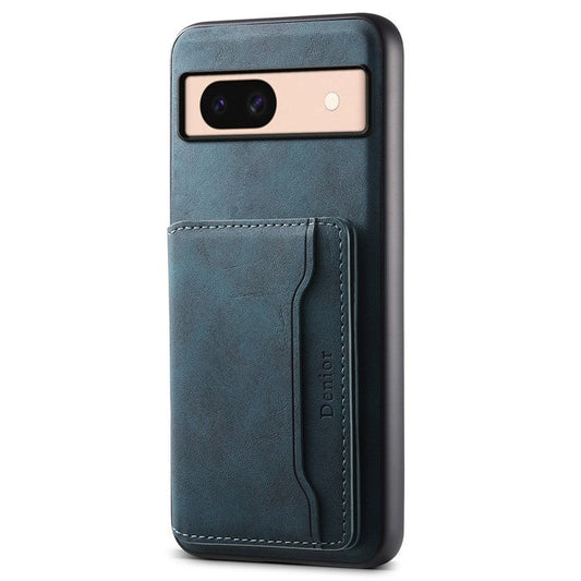 DENIOR D13 For Google Pixel 8a Case 2 in 1 Detachable Leather Phone Back Cover - Blue